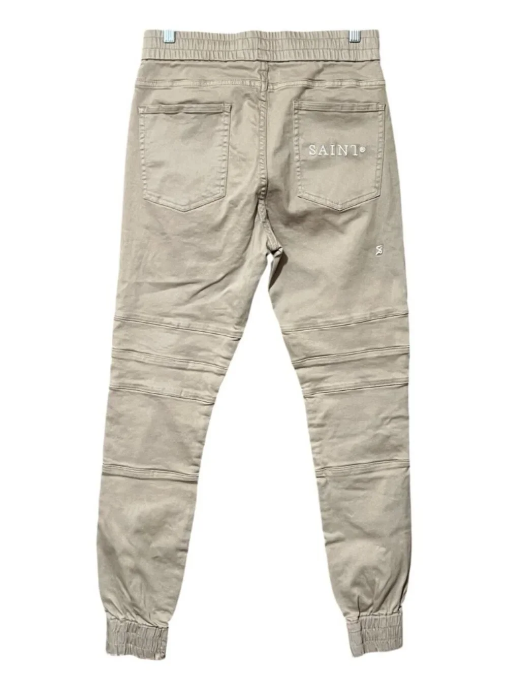 Saint Morta Men Abolished Jogger Pants S Bone Cotton Moto Distressed Streetwear